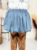 Chambray Denim Mini Skirt W/ Elastic Waist