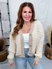 Oatmeal & Ivory Striped Knit Button Front Cardigan