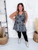 Dark Silver Star Print Sparkly Tunic Tank Top W/ Pockets