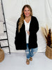 Black Long Sleeve Ribbed Knit Open Front Cardigan