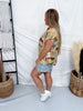 Artsy Longhorn Short Sleeve Button Down Shirt