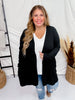 Black Long Sleeve Ribbed Knit Open Front Cardigan