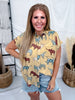 Artsy Longhorn Short Sleeve Button Down Shirt