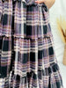 Mineral Wash Plaid Tiered Skirt
