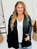Black Long Sleeve Ribbed Knit Open Front Cardigan