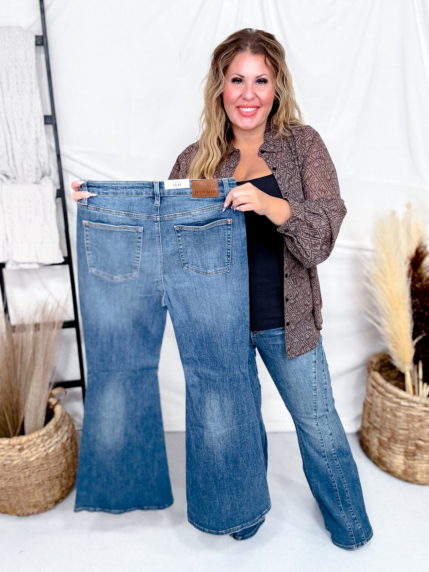 Judy Blue Mid-Rise Flare Double Angular Seam Jeans
