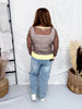 Brown & Yellow Leopard Print Sheer Long Sleeve Button Front Cardigan