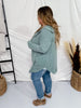 Dusty Teal Long Sleeve Open Front Hooded Cardigan