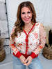 Scarlet Floral Print Sheer Long Sleeve Button Front Cardigan