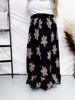 Black and Brown Floral Button Front Maxi Skirt