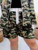 Camo & Polka Dot Printed Long Sleeve Shirt and Shorts Set