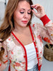 Scarlet Floral Print Sheer Long Sleeve Button Front Cardigan