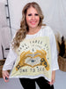Three Eyes Drop Shoulder 3/4 Sleeve Boxy Top