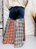 Washed Patchwork Flared Pants