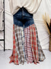 Washed Patchwork Flared Pants