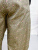 Olive Green Barrel Leg Pants With Floral Print