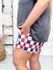 Navy & Red Drawstring Checkered Shorts