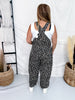 Leopard Print Patchwork Barrel Leg Overalls