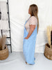 Baby Blue Wide Leg Overall Jumpsuit With Textured Floral Pattern