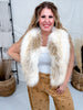 White And Taupe Faux Fur Vest