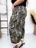 Washed Leopard Printed Barrel Leg Jeans