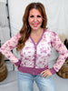 Plum Floral Print Sheer Long Sleeve Button Front Cardigan