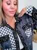 Bad & Boujee Checkered Shacket With Sequined Velvet Trim