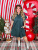Teal Button Up Twill Suede Shirt Dress