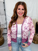 Plum Floral Print Sheer Long Sleeve Button Front Cardigan