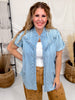 Rowdy Ruffles Collared Denim Top