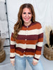 Terra Cotta Striped Button Front Cardigan