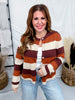 Terra Cotta Striped Button Front Cardigan