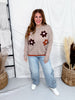 Button Front Cardigan With Daisy Appliques