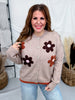 Button Front Cardigan With Daisy Appliques