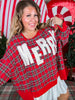 Merry Letter Patches Plaid Long Sleeve Sweatshirt