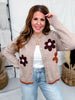Button Front Cardigan With Daisy Appliques