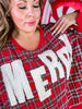 Merry Letter Patches Plaid Long Sleeve Sweatshirt