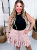 Pink Floral Print Ruffle Skirt