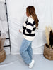 Chunky Striped Charcoal & Cream Hoodie