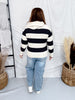 Chunky Striped Charcoal & Cream Hoodie