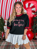"Merry & Bright" Sweater With Short Puff Sleeves