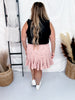 Pink Floral Print Ruffle Skirt
