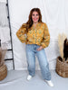 Golden Yellow Lace Trimmed Top With Floral Print