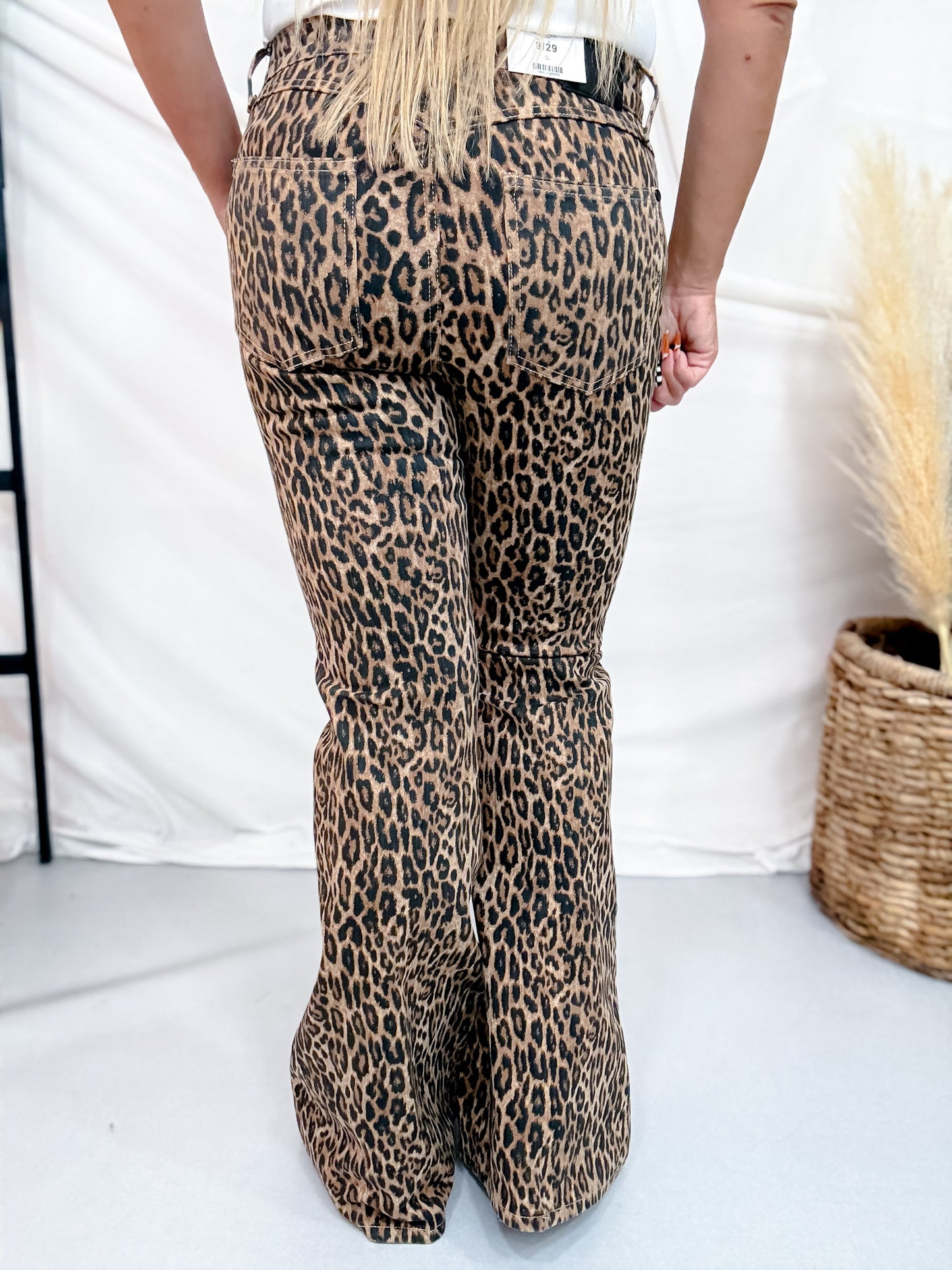 Judy Blue Mid Rise Luxe Leopard Print Flare Jeans