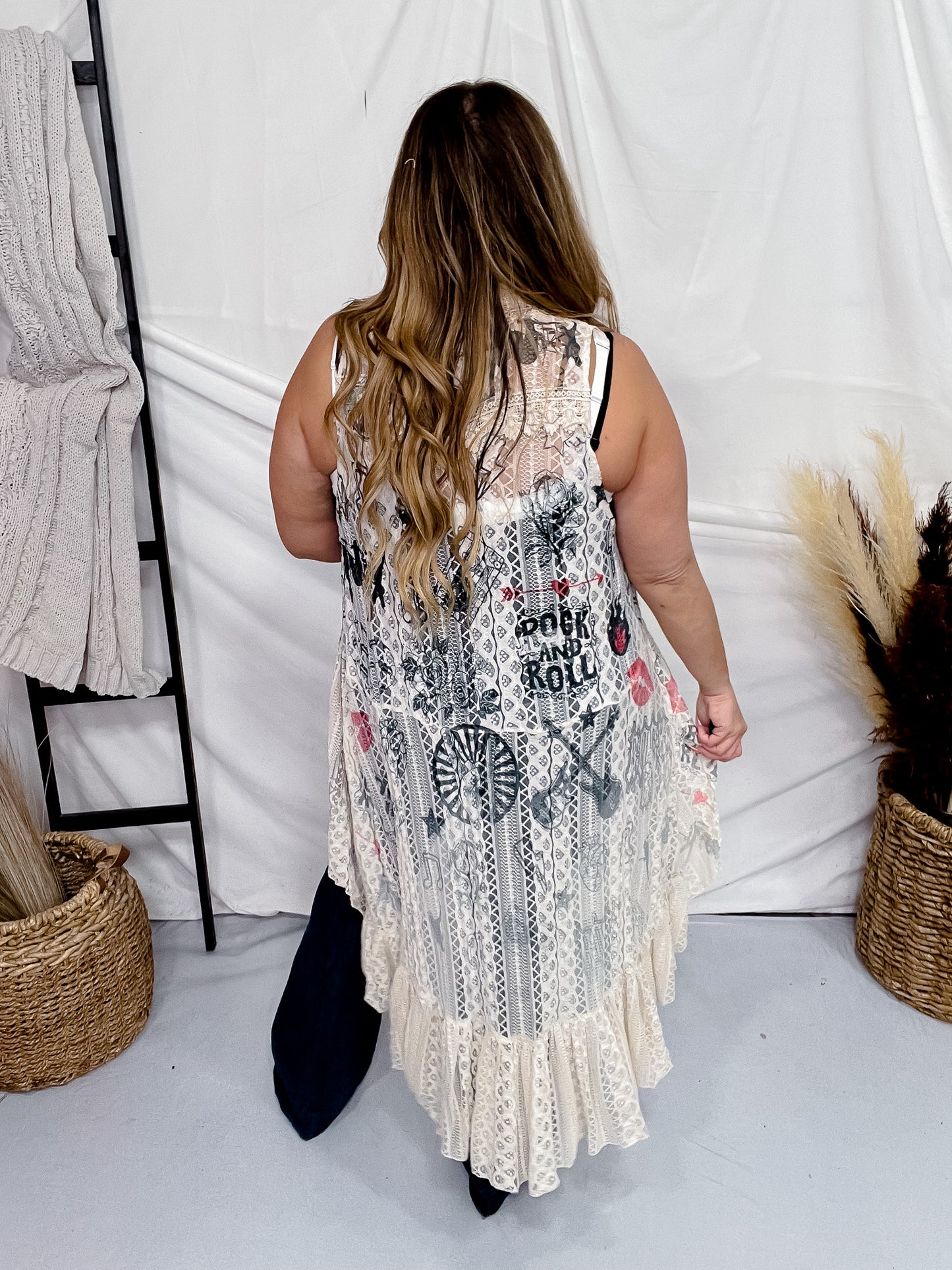 Rock n Roll Lace High Low Vest