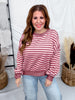 Mauve & Pink Striped Crew Neck Sweatshirt