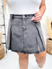 Black Box Pleated Washed Denim Skirt