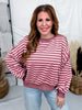 Mauve & Pink Striped Crew Neck Sweatshirt