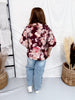Burgundy Puff Sleeve Floral Print Top