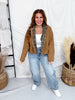 Olive Green Barn Jacket With Plaid Collar & Cuffs